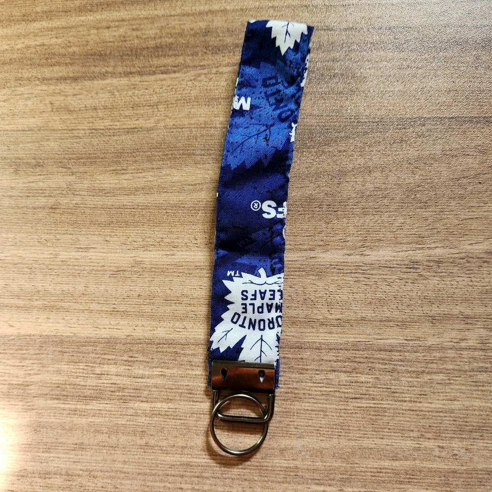 Handmade Toronto Maple Leafs Key Fob Wristlet Keychain Fabric Gift